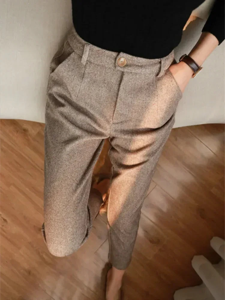 Amalie™ – Vlněné kalhoty s vzorem